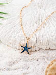1 chiếc vòng cổ hình sao biển phong cách Bohemia Boho với mặt dây chuyền hình nàng tiên cá, kiểu dáng biển cả, thích hợp để đeo hàng ngày hoặc đi nghỉ dưỡng. - Nhiều màu - Xem 3