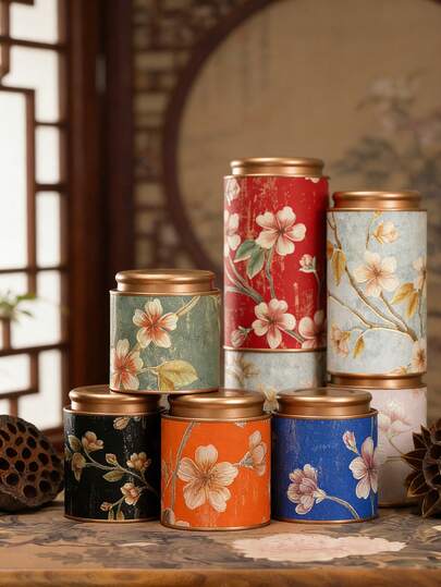 Lata Hermética com Relevo Floral Vintage, Tampa de Lata, Pote de Armazenamento de Alimentos Multiuso para Chá Solto, Grãos de Café, Açúcar e Nozes, Recipiente Vedado em Estilo Boêmio, Design à Prova de Vazamentos, Adequado para Armazenamento de Alimentos na Cozinha e Presentes