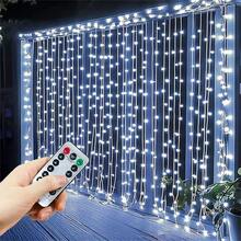 1pc USB Powered Curtain Lights, 8 Lighting Modes LED String Lights Suitable For Wedding Birthday Party House Window Camping Gazebo Decor Holiday Fairy Lights (Remote Control Batteries Not Included) - USB Plug - View 2