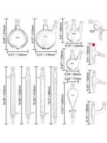 Lab Distillation Kit, 3.3 Boro Lab Glassware Distillation Kit With 24, 40 Joint, 1000ml Essential Oil Distillation Apparatus Kit, 32 Pcs Set Of Glassware Equipment - White - View 10