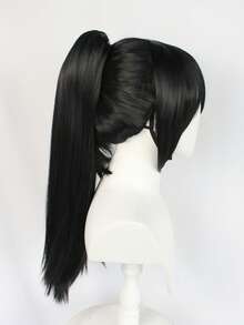Black Long Straight Ponytail Wig, Natural Close-Fitting Hair Style, Versatile For Daily Commute,Cosplay & Party Looks - Black - View 6