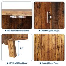 Mueble de esquina rústico con estante ajustable, mesa esquinera de madera industrial, mesa auxiliar esquinera para sala de estar y cocina. - Marrón - Ver 2