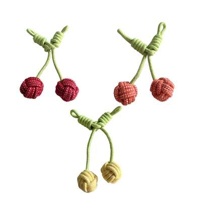 Đồ chơi cho thú cưng hình quả anh đào, chống cắn phá, phù hợp cho chó cỡ vừa và nhỏ, giúp giảm buồn chán và làm bạn đồng hành, đồ chơi dây thừng hình quả anh đào cho chó, bện chắc chắn, chống cắn phá, giúp chó con mọc răng và chăm sóc răng miệng, đồ chơi bầu bạn cho thú cưng.