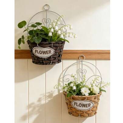 Cestino appeso in vimini per piante, vaso appeso in rattan per fiori, cestino appeso intrecciato da parete