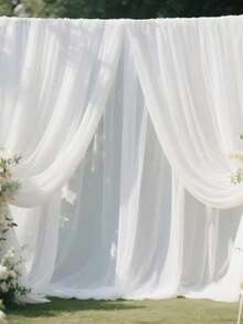 Cortinas de fondo transparente blancas para boda, telón de fondo de fotografía de poliéster blanco, tela de cortina para arco de boda, para decoración de escenario de ceremonia de boda, fiesta nupcial, propuesta, compromiso, fiesta de cumpleaños, cortina, escenario, carpa, decoración de mesa y silla de boda, decoración del hogar, decoraciones de fiesta de festival, Día de San Valentín - Multicolor - Ver 9
