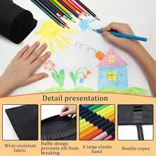 Portable Roll-Up Canvas Pencil Case - A - View 10