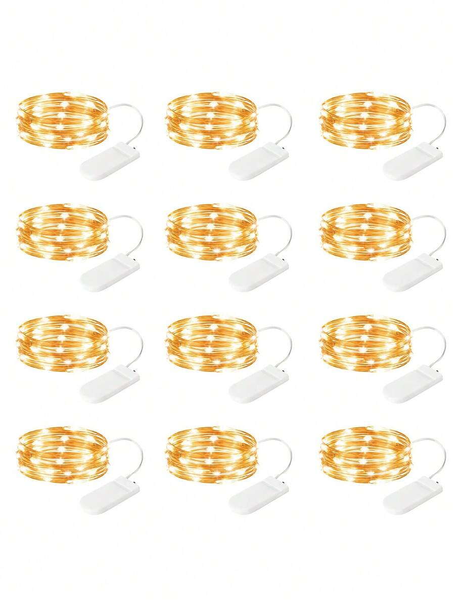 7英尺20灯电池供电仙女灯串，防水铜线萤火虫星光灯串，适用于DIY婚礼派对卧室圣诞节装饰，电池供电LED仙女灯串 | 铜线装饰灯串，适用于家庭花园婚礼派对圣诞节万圣节音乐节室内外装饰（暖白光） - 暖色 - 查看 1