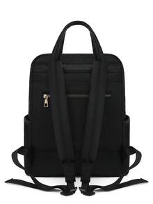 Women's Oxford Cloth Waterproof Laptop Backpack, Casual Outdoor Solid Color Travel Backpack, Suitable For Girls, Students, Office Workers, For Work, Commuting, School, Business, Travel - Black - View 10