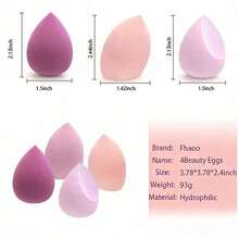 4 Pcs Dry And Wet Use Makeup Sponge Set Blender Beauty Foundation Blending Sponge For Liquid Cream In Pink And White - 粉紅色*4 - 查看 3