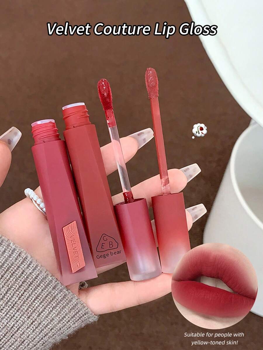 Gege Bear 1pc Soft Matte Velvet Lip Gloss, Long-Lasting Non-Fading, Natural Color, Versatile Makeup Lip Tint - Multicolor - View 1
