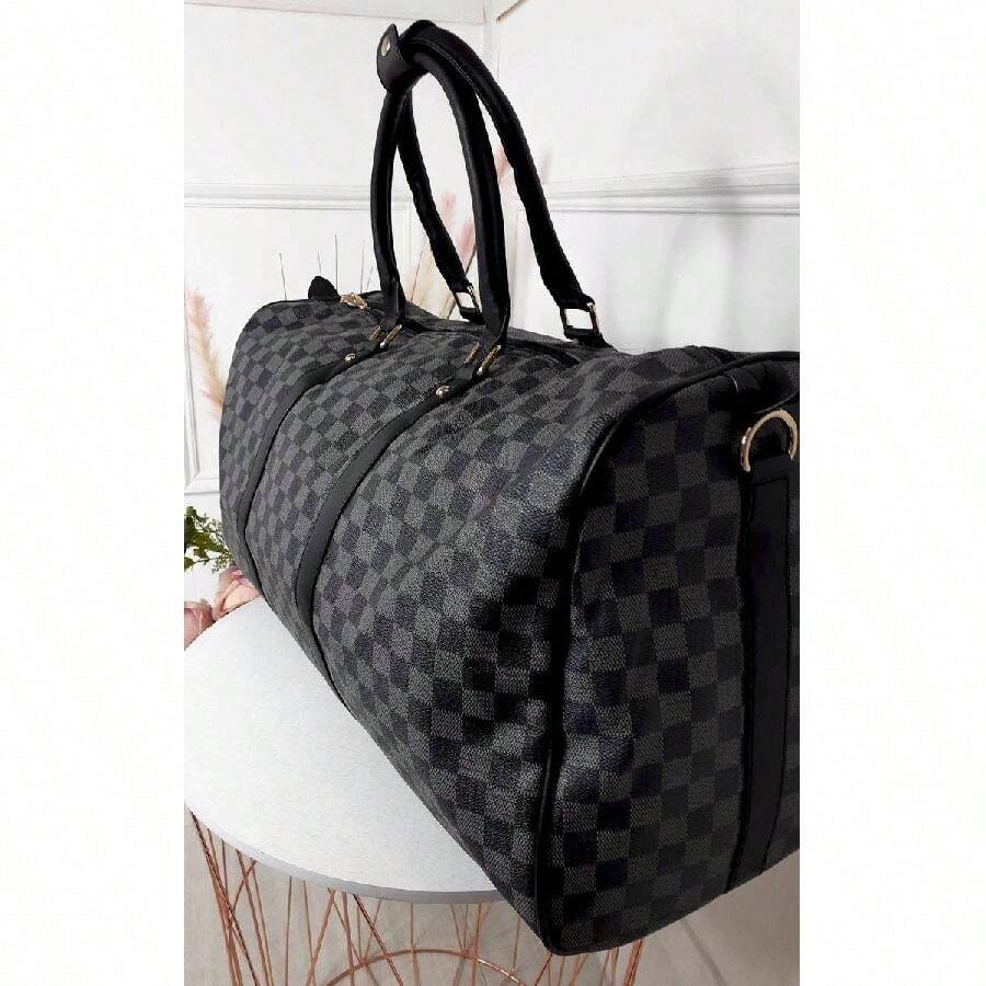 IKRUSH Checked Print Overnight Bag I22738 - Black - View 1