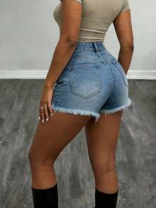 Women Simple Loose Straight Leg Cropped Jeans Casual Summer - Medium Wash - View 2