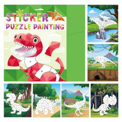Cute Animal Mosaic Sticker Art Set - DIY Mosaic Puzzle Stickers, Lion Elephant Panda Cartoon Handmade, Creative Educational Toy Suitable For Girls And Boys, Perfect For Birthday Gifts And Classroom Activities, Children Stickers, Reusable Stickers, Multi-Scene Quiet Sticker Book, Suitable For Christmas, Halloween, New Year, Suitable For Toddlers, Christmas Stocking Filler Gift