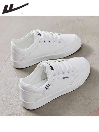 WARRIOR 1 Pair 2026 New Casual Fashion Versatile Women Sneakers, Comfortable Leather Upper Soft Sole Non-Slip Running Shoes, Lightweight Breathable Indoor Outdoor Sports Casual White Shoes