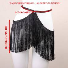 Fringe Belt Skirt, Burlesque Waist Harness, Adjustable Elastic Harness,Women's Elastic Tassel Belt, Party Dress, Halloween Dance Costume, Sexy Tassels - A - View 3