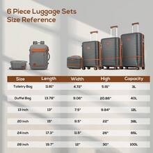 Joyway 7-Piece Luggage Set ABS Hardshell Suitcase With Spinner Wheels TSA Lock YKK Zipper 25% Expandable Airline Approved Carry On Luggage Case Trolley Suitcase Travel Suitcase Travel Essentials For Men Women Vacation Business Large Capacity Travel Accessories Travel Organizer Travel Stuff - 灰色 - 查看 9