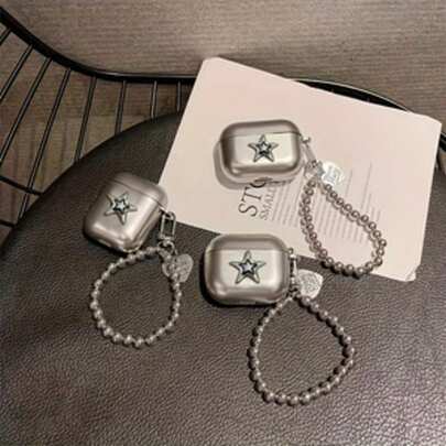 Gradient Star Electroplated Silver Apple Bluetooth Earphone Anti-Drop Protective Case, Suitable For Bluetooth Earphone Case, Scratch-Resistant And Anti-Fall