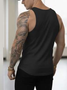 Men's Unisex Loose Fit Plain Tank Top No Print Lightweight Breathable Cool Basic Gym Sports - màu đen - Xem 2