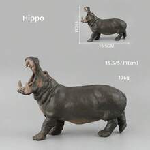 14cm Modelo sólido de rinoceronte, animal salvaje del zoológico, 15.5cm Modelo sólido de hipopótamo, animal salvaje del zoológico - Multicolor - Ver 6