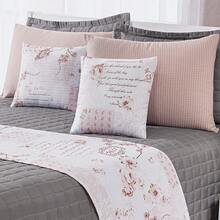 Bed Runner Set With 3 Piqué Pillow Covers. - Salmon - View 2