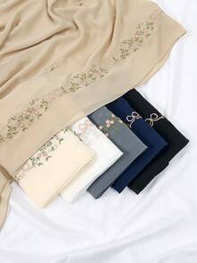 1件装女士纯色刺绣蕾丝棉布头巾，花卉刺绣雪纺围巾披肩，柔软轻盈透气长款头巾，休闲百搭，适合日常、节日、聚会、外出等场合。 - 多色 - 查看 12