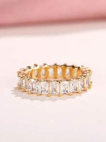 1 PC Gorgeous Cubic Zirconia Ring For Women For Valentine's Day Gift Wedding Anniversary Party Jewelry - Yellow Gold - View 4