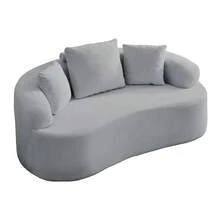 Minimalist Compact Loveseat Sofa With Chenille Upholstery, No-Assembly 2-Seater Curved Couch For Small Spaces/Apartments - 淺灰色 - 查看 11