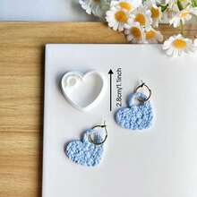 聚合物粘土模具套装，包含圆形、心形、方形、不对称等基本形状，适用于DIY耳环制作，以及聚合物粘土和陶瓷工艺工具。 - 白色 - 查看 3