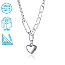 1pc Minimalist 925 Sterling Silver Asymmetric Heart Pendant Necklace, Fashionable For Women, Suitable For Daily, Party, Commute, And Holiday Gift - Silver - View 1