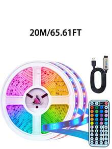 Tira de luces LED inteligente, luces LED que cambian de color con control remoto de 44 teclas, controladas por aplicación, adecuadas para la decoración de la sala de estar, la decoración de Halloween, sincronización con música, aplicables para la decoración del hogar, el dormitorio, la cocina, la televisión, la fiesta de vacaciones, la decoración navideña, los regalos navideños para el hogar, la decoración navideña - luz de color - Ver 15