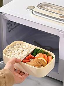 两件套便当盒套装 - 可叠放容器，适合成人和学生，女士午餐盒 - 含午餐袋，防漏 - 内置餐具套装 - 可放入洗碗机清洗（杏色） - 彩色 - 查看 9