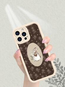 Vintage French Country Rabbit & Floral Print  Case, Aesthetic Cottagecore Burlap Texture Cream Edge Shockproof Protective Phone Cover For  17 16 15 14 13 12 11 7 X Pro Max Plus - trắng - Xem 2