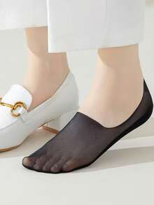 1/5/10双装女士薄款隐形袜，防滑硅胶，无缝网眼透气低帮踝袜，夏季适用 - 彩色 - 查看 7