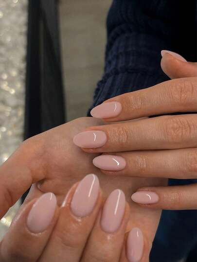 30pcs Almond Shaped Short Glossy Acrylic Press-On Nails Set, Includes 1pc Jelly Gel And 1pc Nail File, Apricot Color Nails Suitable For Women & Girls Daily, Party Occasions