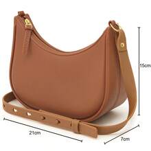 Women's Half-Moon Shoulder Bag Set (Crossbody) + Waterproof Rubberized Wallet - Camel - Ver 5