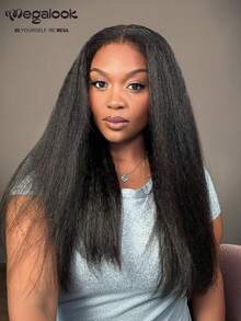 MEGALOOK Yaki 直发 4x4 蕾丝 100% 真人发假发，透明蕾丝闭合，150% 密度，自然色 - 自然外观，日常佩戴，适合办公室、僵尸新娘、万圣节、派对、Y2K 风格、度假装扮、户外角色扮演、校园、学校假期、圣诞节、派对、婚礼、节日等场合，适合女性佩戴。 - SNatural - 查看 2