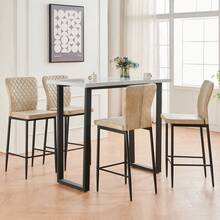 AINPECCA Barstools Set Of 2/4 Suede/Velvet Kitchen Breakfast Bar Stools, Counter Chairs,Kitchen Island Stools With Backs And Footrests - Modern High Bar Stools With Back Rest For Home Bar - Beige Suede Fabric - View 8