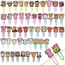 Cute Paper Clips, 50Pcs Highland Cow Bookmark Paperclips Bulk Metal Fun Cute Cow Planner Clip Charms Clamp Desk Accessories Stationery Colorful Office Supplies Gifts For Student Teacher Party Decor - Bò Cao nguyên - Xem 1