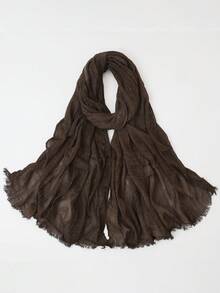 1件装女士多色纯色粘胶褶皱流苏围巾，休闲日常头巾，持久透气防滑防晒保暖披肩，适合搭配连衣裙 - 頭巾 - 查看 18