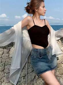 女士轻薄长袖防晒衬衫 - 夏季系带领口和后背设计，半透明纯色上衣，适合春、夏、秋季穿着，可机洗，休闲时尚外套，透气面料，OL通勤衬衫，白色 - 白色 - 查看 3