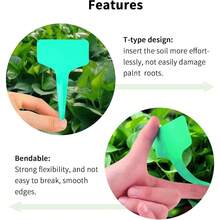 100 Pcs 6 X 10cm Plastic Plant T-Type Tags Nursery Garden Labels Plant Markers For Gardening - Green - View 5