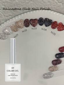 1/5 瓶 15ml 反光水钻迪斯科凝胶指甲油，UV 指甲油凝胶，DIY 美甲饰品，适合各种节日、排队和音乐节 - 彩色 - 查看 2