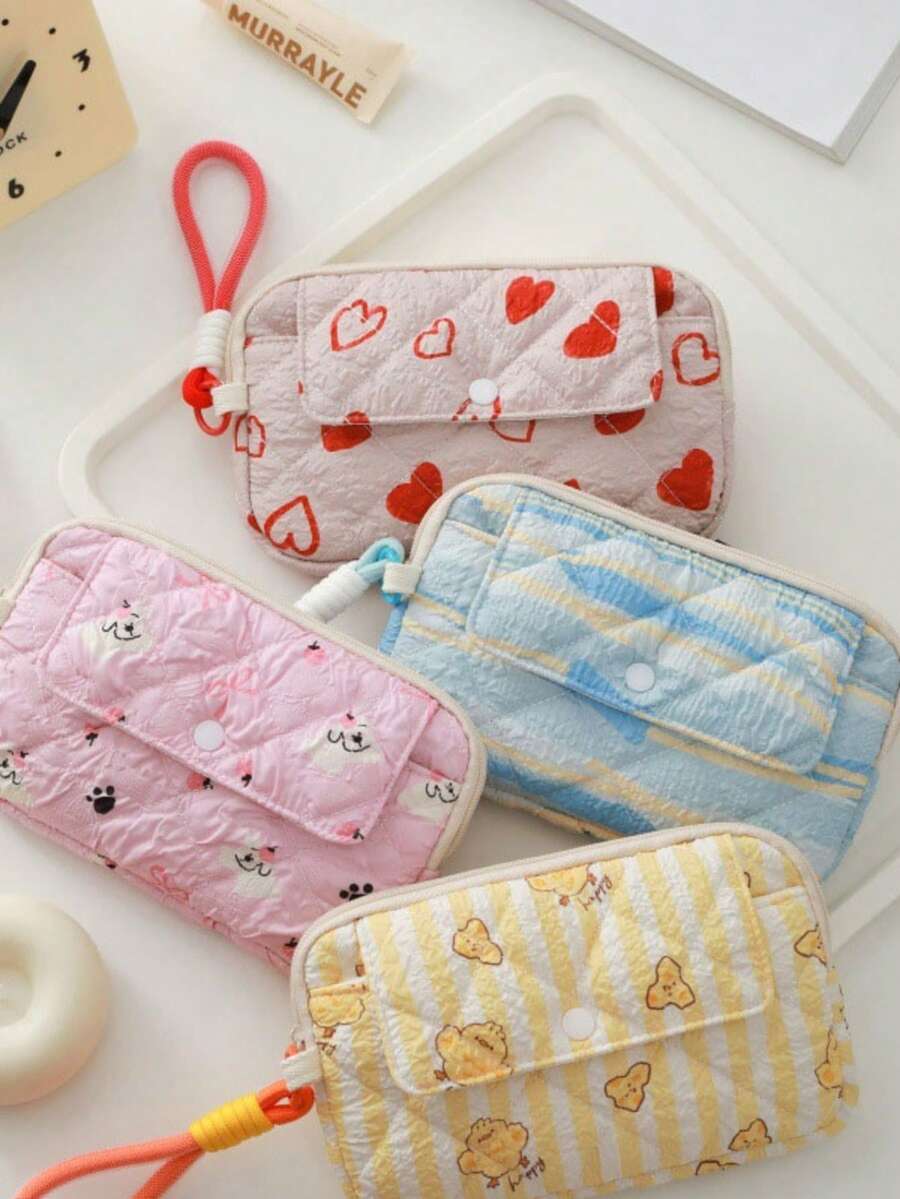 Heart-Shaped Flip Cover Wristlet Clutch Bag With Phone Pocket And Coin Purse, Serves As Both Handbag And Storage Pouch, Suitable As Couple Or Children's Gift - Multicolor - View 1