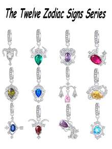 Sterling Silver Abstract Zodiac Animal Design Pendant,12 Zodiac Sign Pendants Versatile DIY Birthday Gift Beading Necklace Charm For Men And Women - Silver - View 1