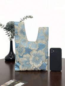lulu kewen Túi xách mini cầm tay nữ kiểu thắt nút, 1 chiếc, họa tiết hoa, chất liệu polyester, ví màu vàng. Rất phù hợp cho thanh thiếu niên, phụ nữ, nữ sinh, học sinh, nhân viên văn phòng, thích hợp cho mua sắm, kỳ nghỉ, du lịch, dự tiệc, đi làm, hoạt động ngoài trời. Có thể đựng điện thoại di động, chìa khóa, son môi, mỹ phẩm, tiền xu, vật dụng nhỏ, sản phẩm chăm sóc da và các vật dụng cá nhân khác. - Màu xanh lam - Xem 11