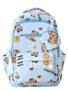 Large Capacity Multifunctional Cartoon Versatile Minimalist Classic Daily Travel Backpack, Suitable For Various Occasions - Blue - View 1