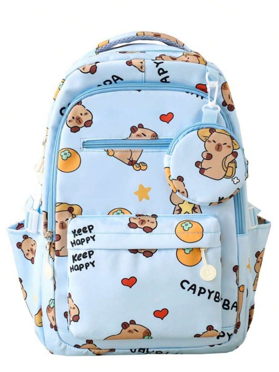 Large Capacity Multifunctional Cartoon Versatile Minimalist Classic Daily Travel Backpack, Suitable For Various Occasions - Blue - View 1