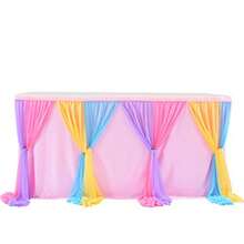 Falda de mesa de sirena de 6 pies color azul morado para mesas rectangulares baby shower océano sirena decoración de fiesta de cumpleaños - arco iris brillante - Ver 8