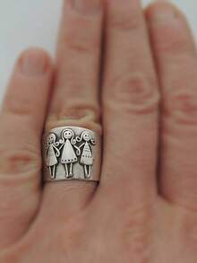 Cincin Pasangan Tembaga Buatan Tangan Antik, Cincin Kenangan, Cincin Hadiah, Cincin Pernikahan Bohemian - Perak - View 2