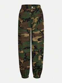 Magic Mia Women's Camouflage Cargo Two-Piece Set -  Green Cropped Jacket With Multi-Pockets & Tapered Jogger Pants | Streetwear Chic Fit For Casual Outings, Urban Styling &  Looks (Fashion-Forward) For All Seasons - 迷彩 - 查看 5